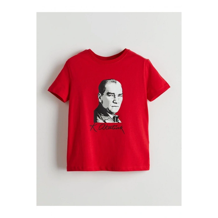 Lcw Kids Bisiklet Yaka Atatürk Baskılı Kız Çocuk Tişört (S5)