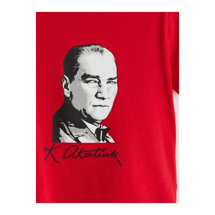Lcw Kids Bisiklet Yaka Atatürk Baskılı Kız Çocuk Tişört (S5)