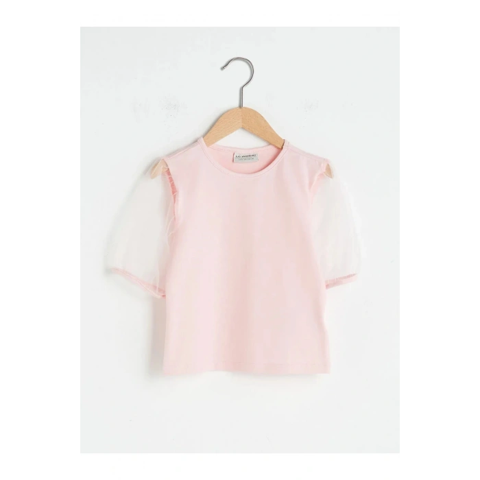 LCW Kids Bisiklet Yaka Basic Kısa Kollu Kız Çocuk Bluz Tişört