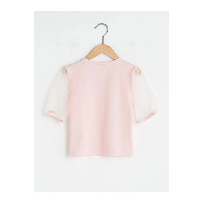 LCW Kids Bisiklet Yaka Basic Kısa Kollu Kız Çocuk Bluz Tişört