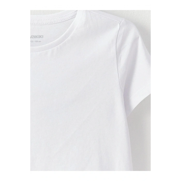 LCW Kids Bisiklet Yaka Basic Kısa Kollu Kız Çocuk Tişört