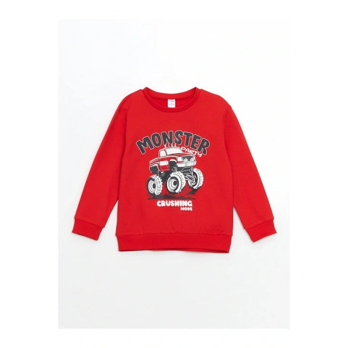 LCW Kids Bisiklet Yaka Baskılı Erkek Çocuk Sweatshirt