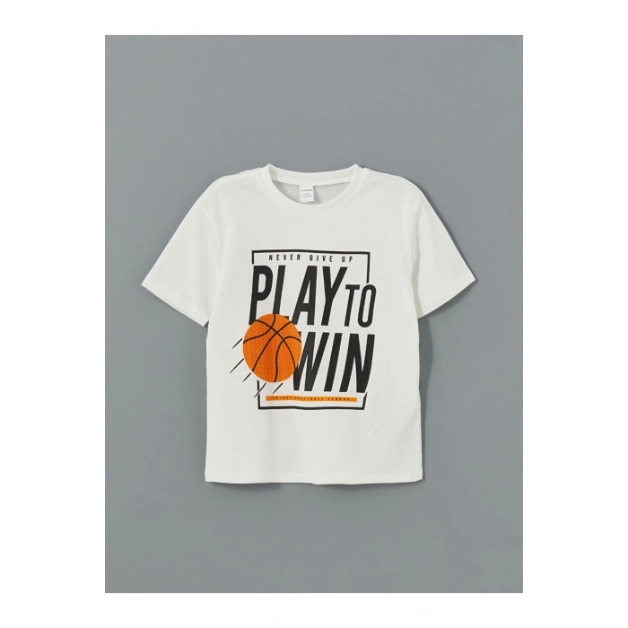 LCW Kids Bisiklet Yaka Baskılı Erkek Çocuk Tişört