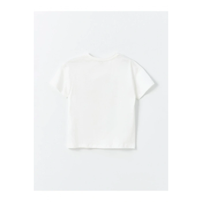 LCW Kids Bisiklet Yaka Baskılı Kısa Kollu Kız Çocuk Tişört