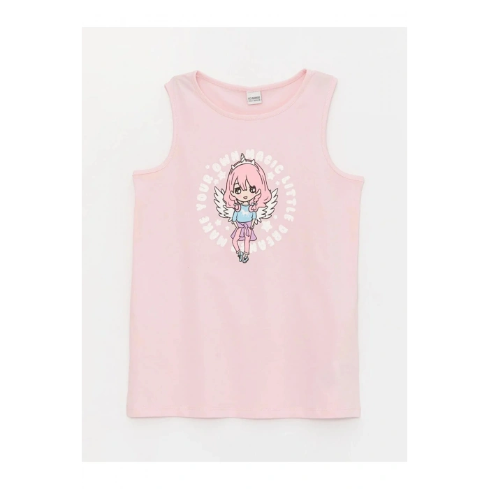 LCW Kids Bisiklet Yaka Baskılı Kız Çocuk Atlet