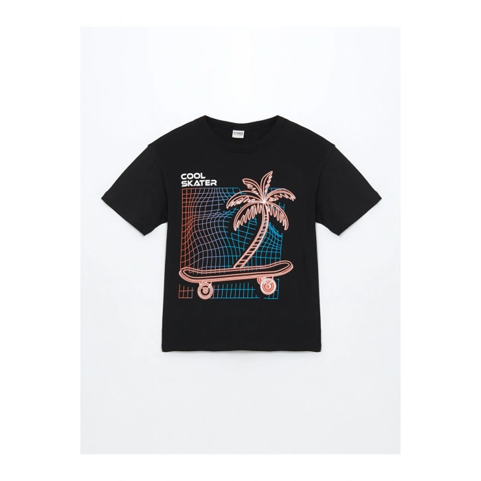 LCW Kids Bisiklet Yaka Baskılı Penye Erkek Çocuk Tişört