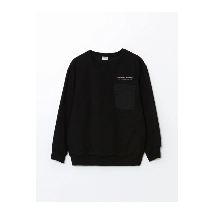 LCW Kids Bisiklet Yaka Baskılı Uzun Kollu Erkek Çocuk Sweatshirt