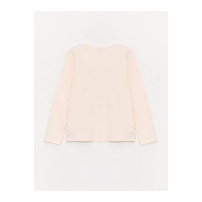 LCW Kids Bisiklet Yaka Baskılı Uzun Kollu Kız Çocuk Tişört