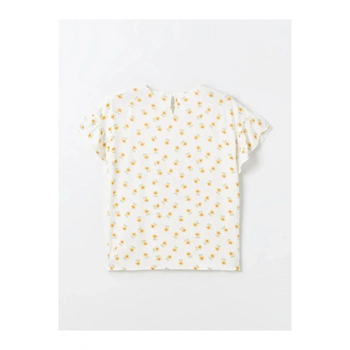 LCW Kids Bisiklet Yaka Çiçekli Kız Çocuk Bluz