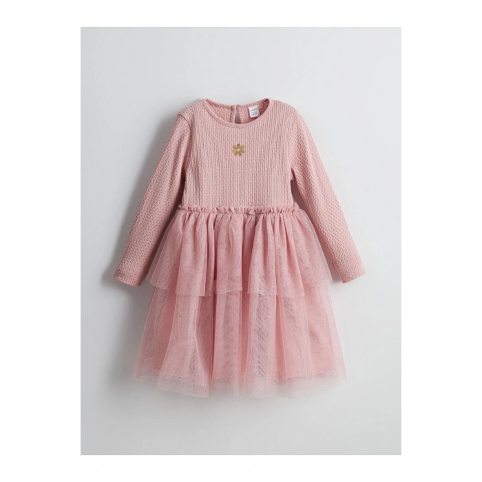 LCW Kids Bisiklet Yaka Çiçekli Kız Çocuk Elbise