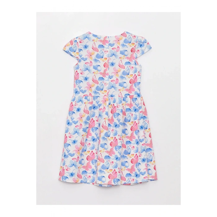 Lcw Kids Bisiklet Yaka Desenli Kısa Kollu Kız Çocuk Elbise