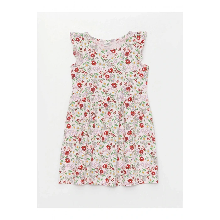 Lcw Kids Bisiklet Yaka Desenli Kız Çocuk Elbise