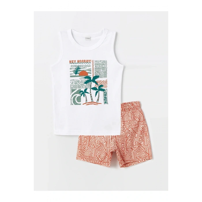 LCW Kids Bisiklet Yaka Erkek Çocuk Atlet ve Deniz Şortu