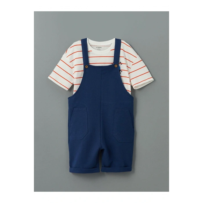 LCW Kids Bisiklet Yaka Erkek Çocuk Tişört ve Salopet 2li