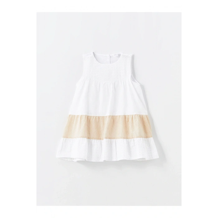 LCW Kids Bisiklet Yaka Kısa Kollu Kız Çocuk Tül Elbise