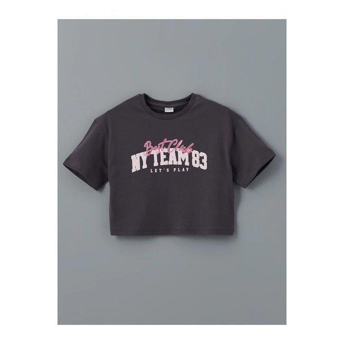 LCW Kids Bisiklet Yaka Kız Çocuk Crop Tişört 2li