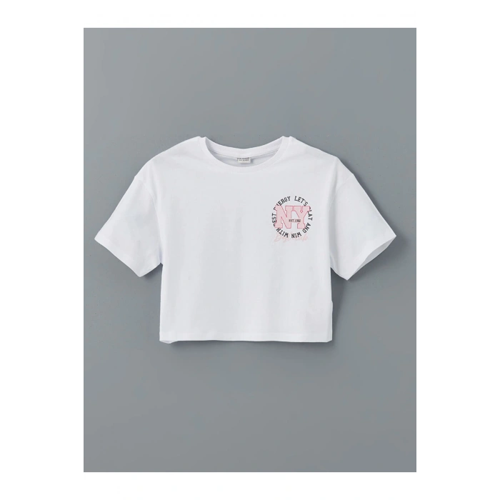 LCW Kids Bisiklet Yaka Kız Çocuk Crop Tişört 2li