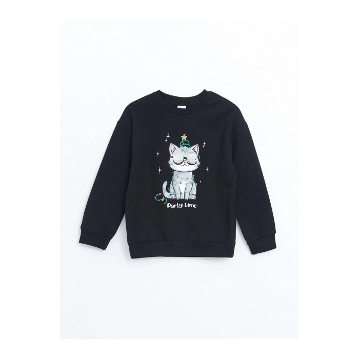 LCW Kids Bisiklet Yaka Kız Çocuk Kalın Sweatshirt (W4)