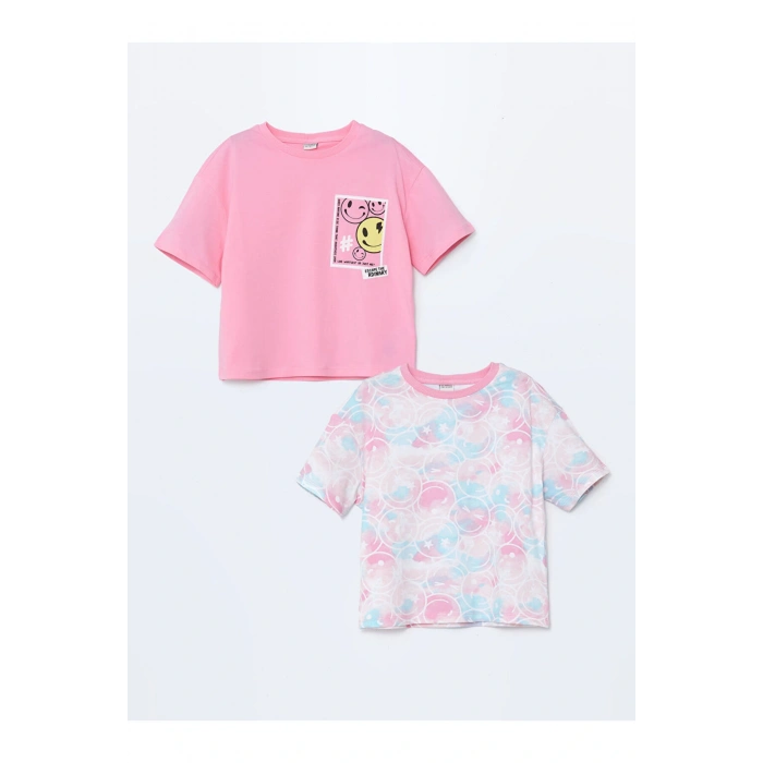 LCW Kids Bisiklet Yaka Kız Çocuk Tişört 2li