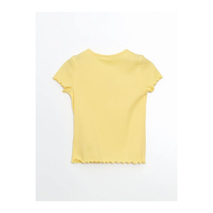 LCW Kids Bisiklet Yaka Nakışlı Kaşkorse Kız Bebek Tişört