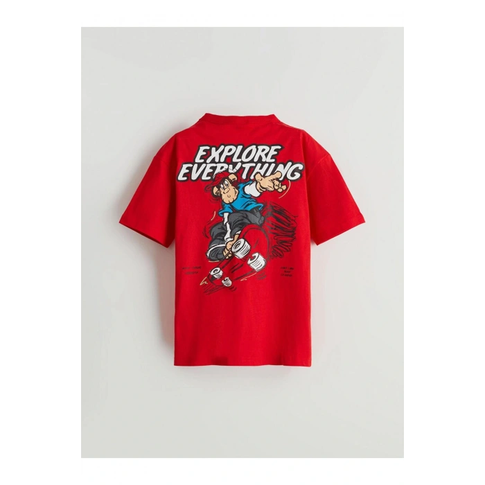 LCW Kids Bisiklet Yaka Nostaljik Maymun Baskılı Erkek Çocuk Tişört