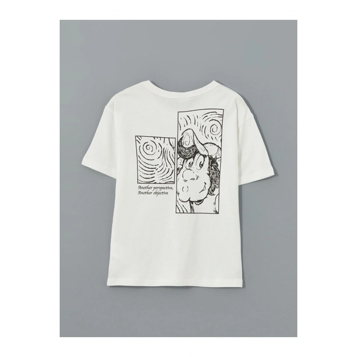 LCW Kids Bisiklet Yaka Nostaljik Maymun Baskılı Erkek Çocuk Tişört