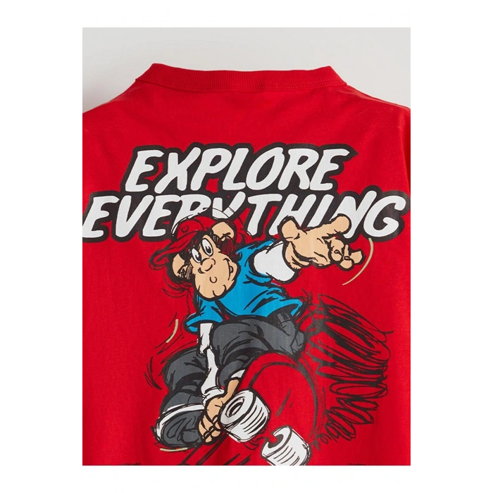 LCW Kids Bisiklet Yaka Nostaljik Maymun Baskılı Erkek Çocuk Tişört