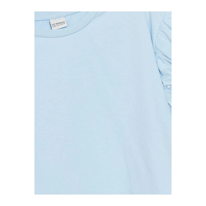 LCW Kids Bisiklet Yaka Taşlı Kız Çocuk Crop Tişört