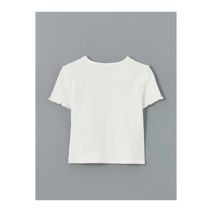 LCW Kids Bisiklet Yaka Taşlı Kız Çocuk Tişört