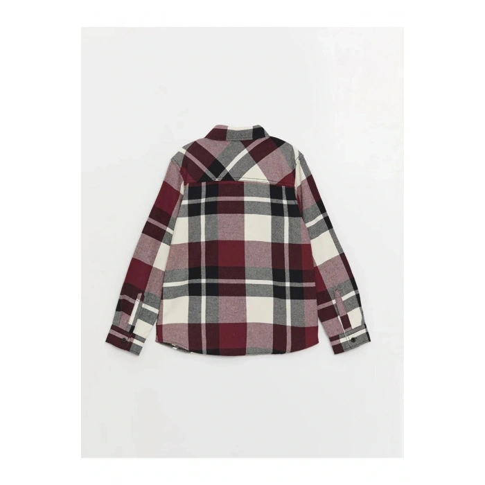 LCW Kids Bordo Ekose Uzun Kollu Erkek Çocuk Gömlek