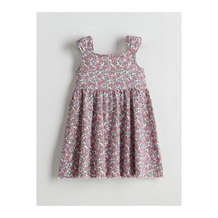 LCW Kids Çiçek Desenli Pileli Kız Çocuk Elbise