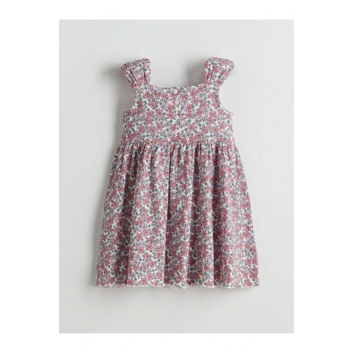 LCW Kids Çiçek Desenli Pileli Kız Çocuk Elbise