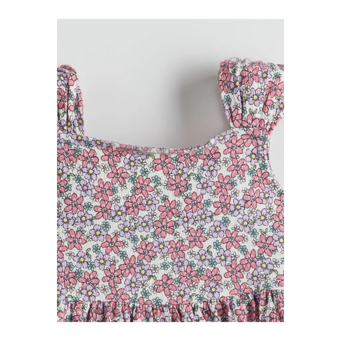 LCW Kids Çiçek Desenli Pileli Kız Çocuk Elbise