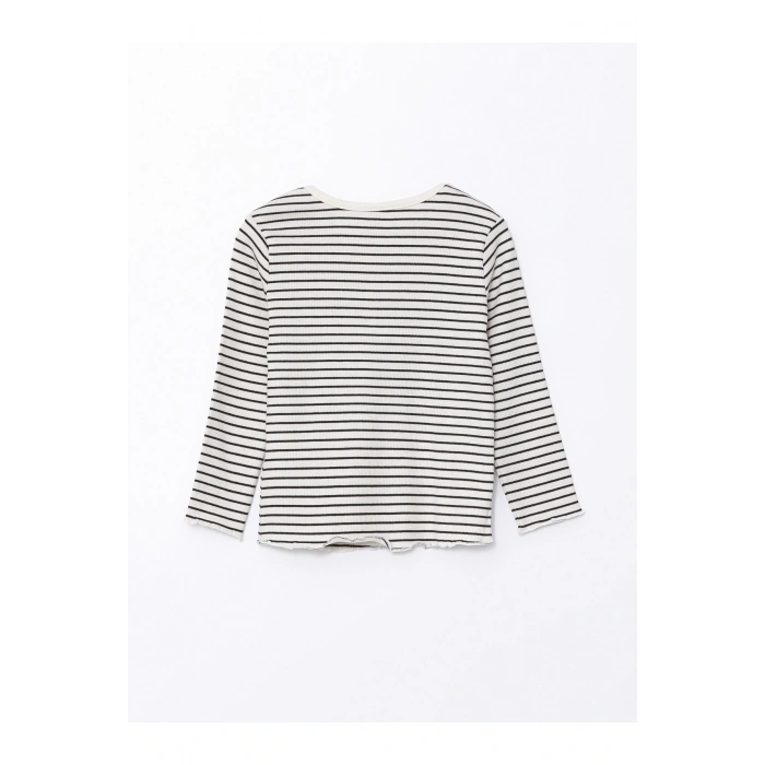 LCW Kids Çizgili Bisiklet Yaka Uzun Kollu Çizgili Kız Çocuk Tişört (W4)
