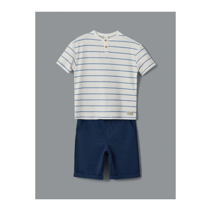 LCW Kids Çizgili Erkek Çocuk Tişört ve Pantolon 2li