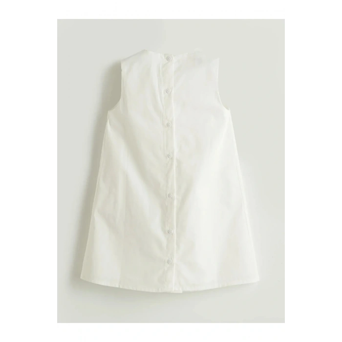 LCW Kids Ekru 3 Boyutlu Çiçekli Kız Çocuk Elbise