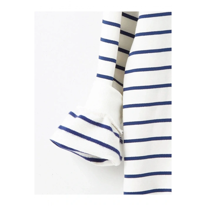 LCW Kids Ekru Baskılı Bisiklet Yaka Kız Çocuk Sweatshirt