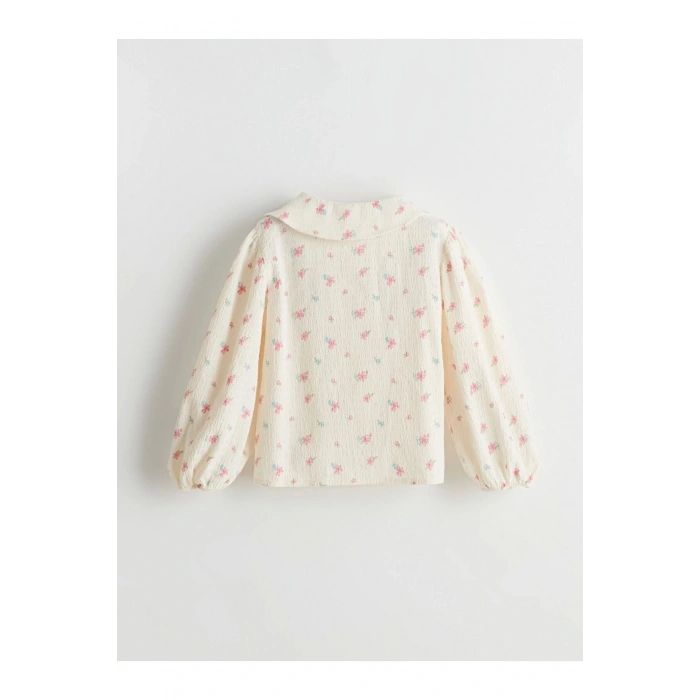 Lcw Kids Ekru Bebe Yaka Çiçekli Kız Çocuk Gömlek