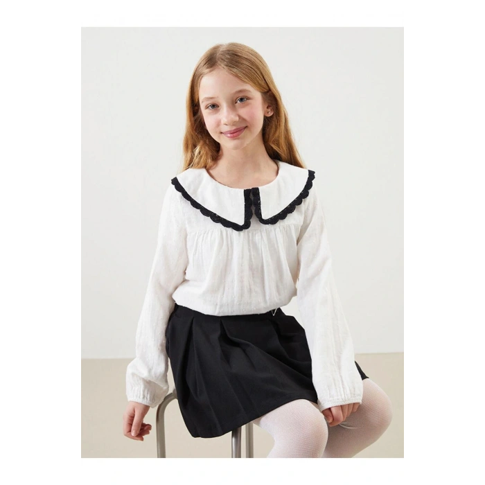 Lcw Kids Ekru Bebe Yaka Kız Çocuk Bluz