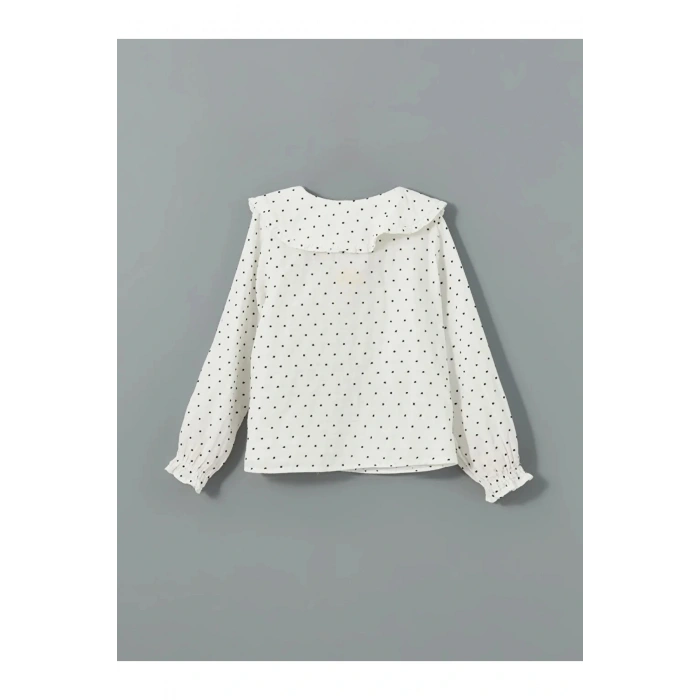 LCW Kids Ekru Bebe Yaka Puantiyeli Kız Çocuk Gömlek