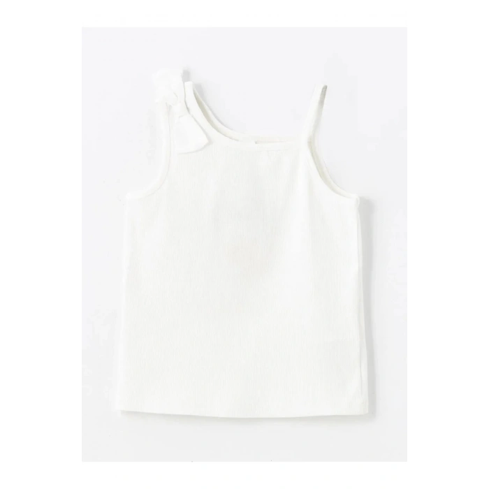 LCW Kids Ekru Bisiklet Yaka Askılı Kız Bebek Bluz ve Şort 2li Takım