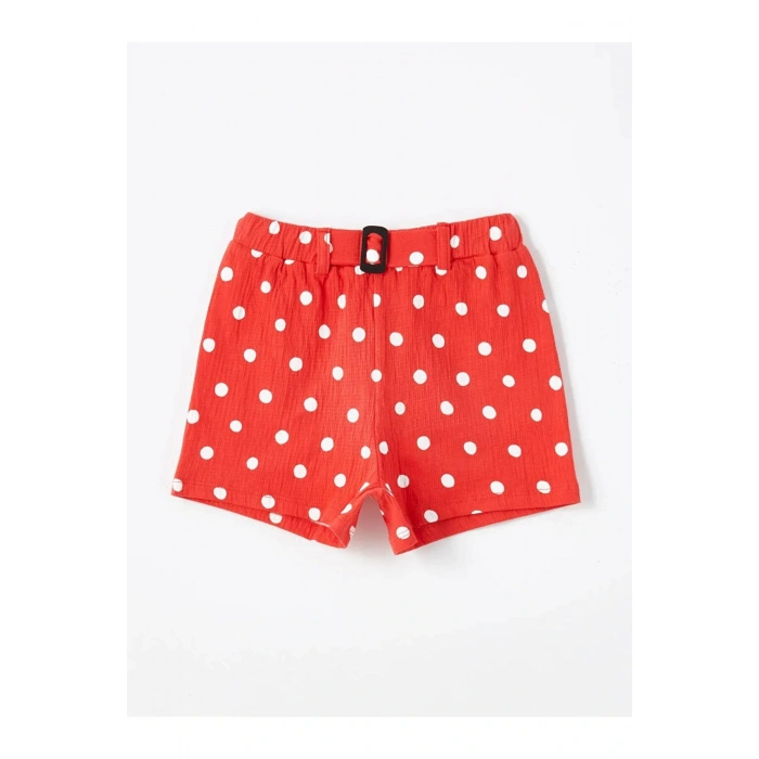 LCW Kids Ekru Bisiklet Yaka Askılı Kız Bebek Bluz ve Şort 2li Takım