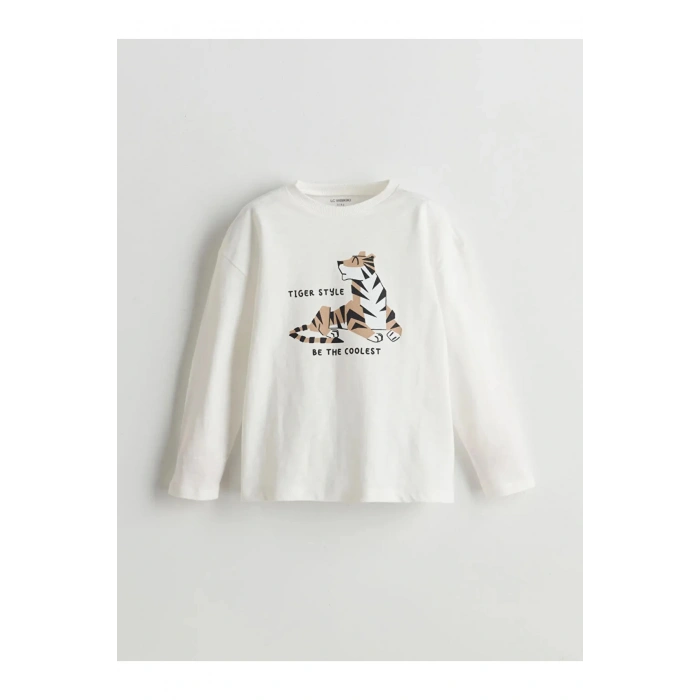 LCW Kids Ekru Bisiklet Yaka Baskılı Erkek Çocuk Takım 2li