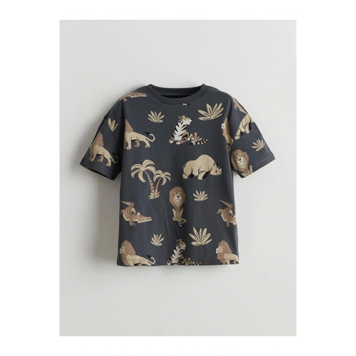 LCW Kids Ekru Bisiklet Yaka Baskılı Erkek Çocuk Takım 2li