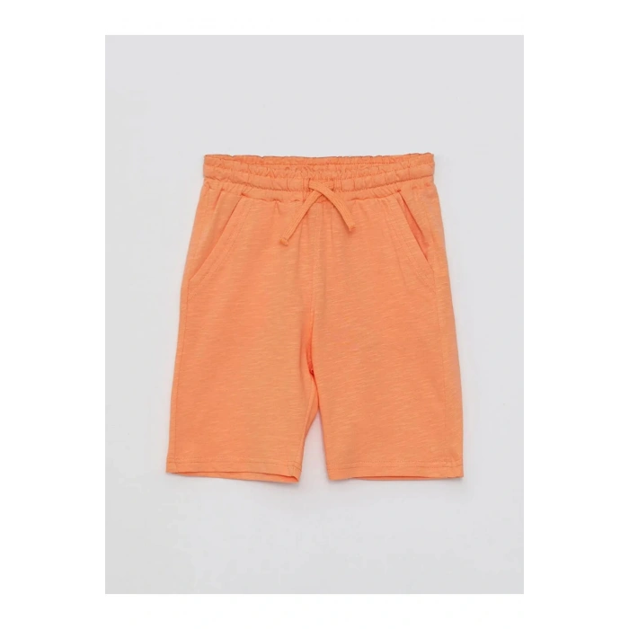 LCW Kids Ekru Bisiklet Yaka Baskılı Kısa Kollu Erkek Çocuk Tişört ve Bermuda