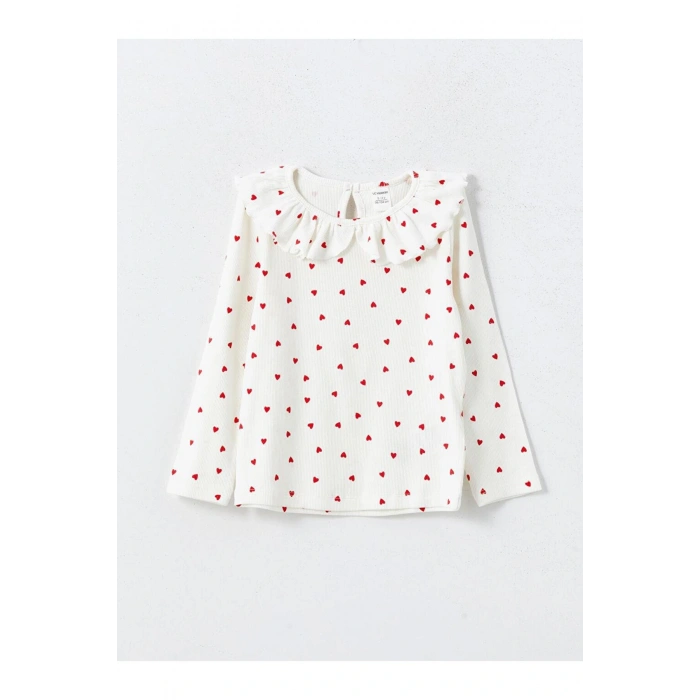 LCW Kids Ekru Bisiklet Yaka Baskılı Kız Çocuk Bluz ve Tayt Pantolon 2li