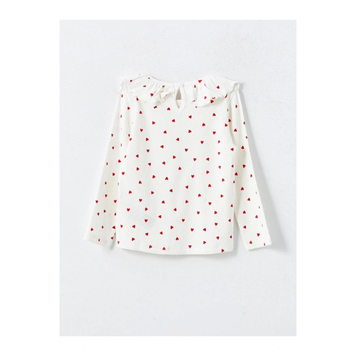 LCW Kids Ekru Bisiklet Yaka Baskılı Kız Çocuk Bluz ve Tayt Pantolon 2li