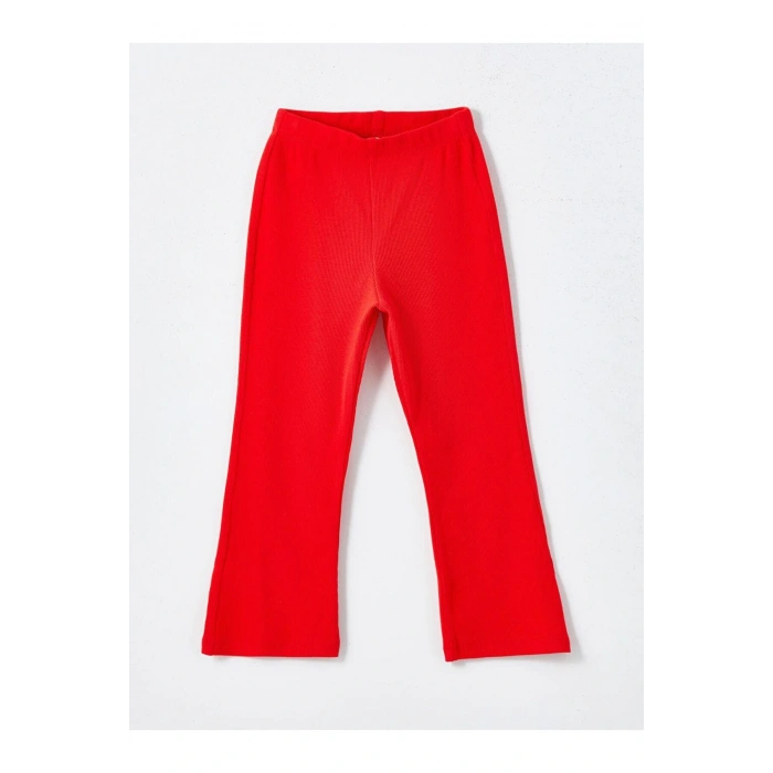 LCW Kids Ekru Bisiklet Yaka Baskılı Kız Çocuk Bluz ve Tayt Pantolon 2li