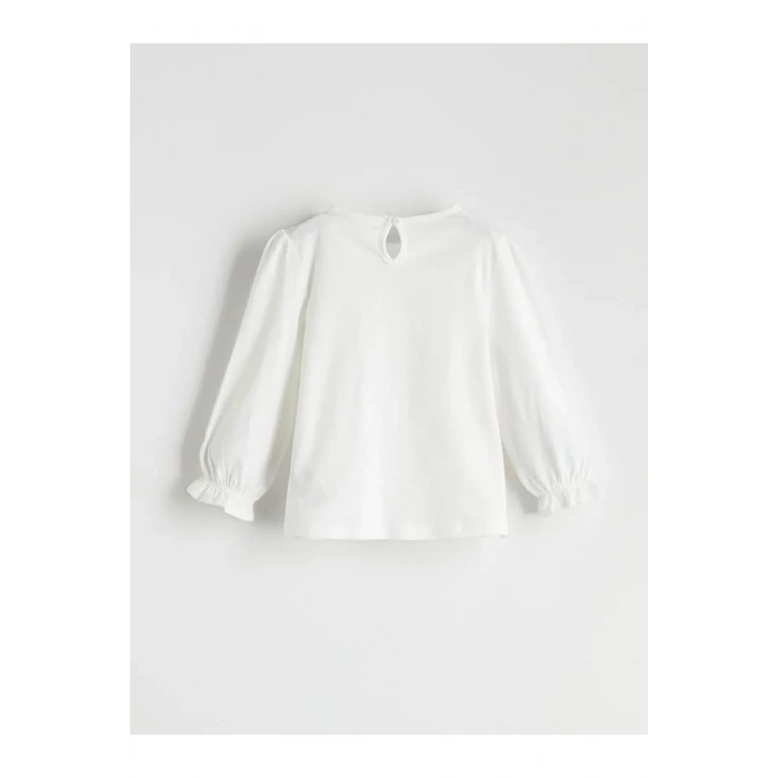 LCW Kids Ekru Bisiklet Yaka Çiçekli Kız Çocuk Bluz