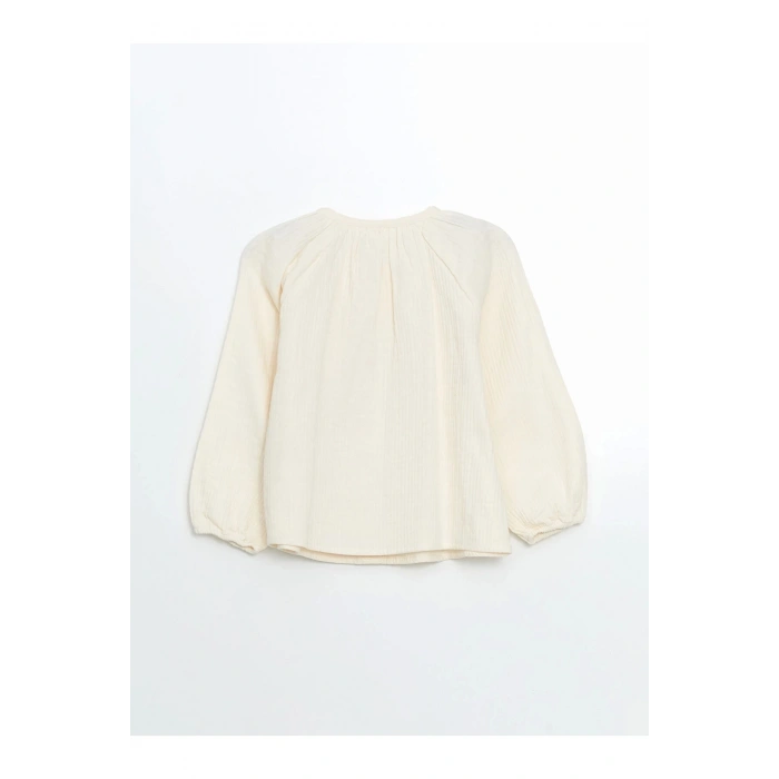 Lcw Kids Ekru Bisiklet Yaka Çiçekli Kız Çocuk Gömlek